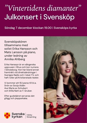 Affich julkonsert Svenstorpkyrka med Erika Hansson