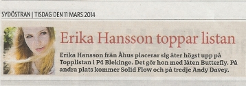 Bild på artikel i SysOstran20140311 Erika Hansson toppar listan 